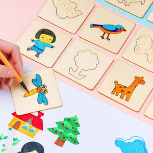 20pcs Montessori Kids Drawing Toys Wooden DIY Painting Stencils Template Craft Toys Puzzle Educational Toys for Children Gifts | TageUnlimited