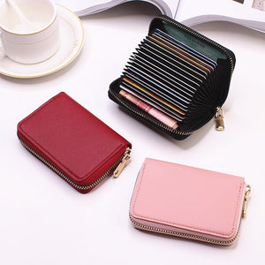 Business Card Holder Wallet Women/men Gray Bank/ID/Credit Card Holder 20 Bits Card Wallet PU Leather Protects Case Coin Purse | TageUnlimited