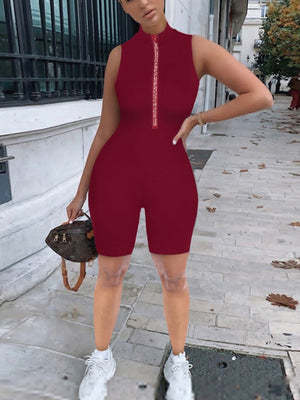 Jump Suits Women Sexy Bodycon Jumpsuits Sleeveless New Zipper Overall Tight Skinny Sport Casual Jumpsuit Outfits Women PR1488G | TageUnlimited