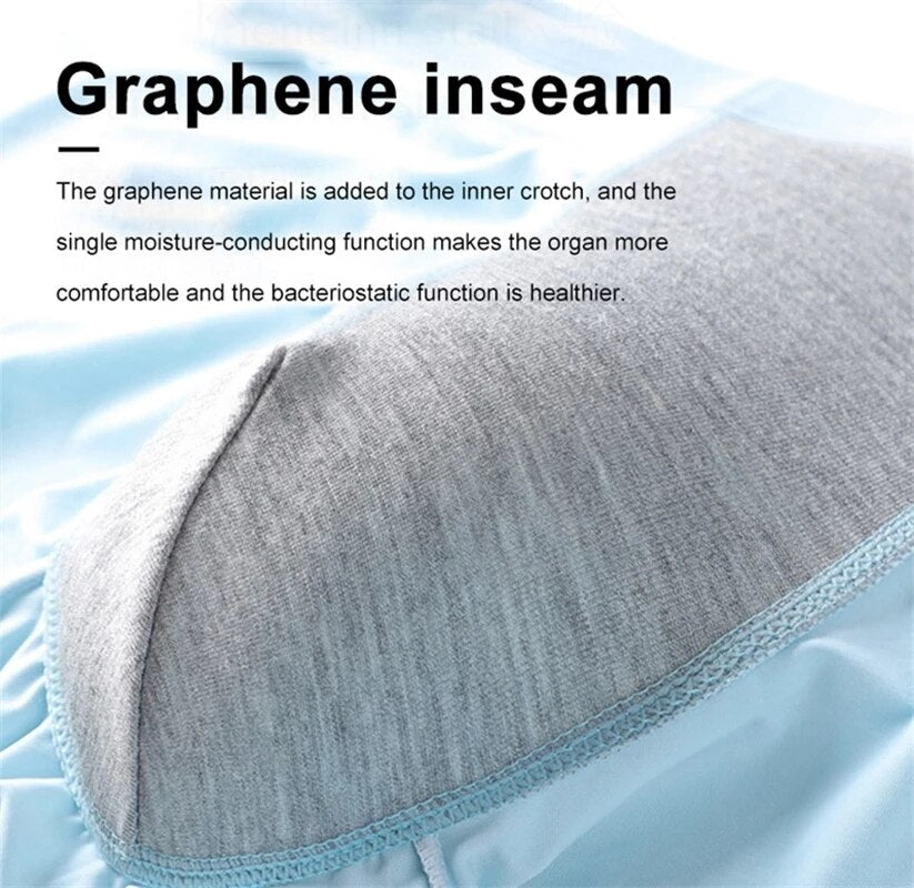 High Quality 3pcs/set Graphene Men Underwear Panty Man Boxer Shorts AAA Antibacterial Ice Silk Panties Men&#39;s Breather Underpants | TageUnlimited