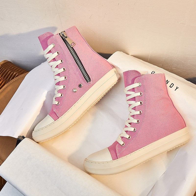 Fashion Women Black Sneakers  Chaussure Femme Women Sneakers Zipper Canvas Casual Shoes Woman Spring Ladies Shoe | TageUnlimited