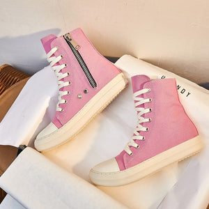 Fashion Women Black Sneakers  Chaussure Femme Women Sneakers Zipper Canvas Casual Shoes Woman Spring Ladies Shoe | TageUnlimited