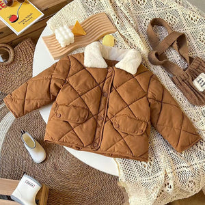 Winter Children Warm Cotton Jackets Rabbit Fur Collar Coats Baby Short Quilted Jacket Kids Clothes Girl Boy Outerwear | TageUnlimited