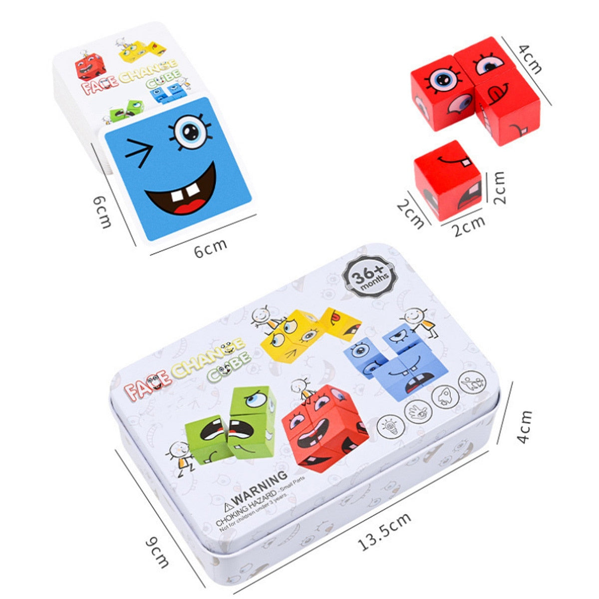 Cube Face Changing Building Blocks Board Game Wood Puzzle Montessori Expression Wooden Blocks Blocos For Children Kids Toys Gift | TageUnlimited