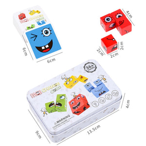 Cube Face Changing Building Blocks Board Game Wood Puzzle Montessori Expression Wooden Blocks Blocos For Children Kids Toys Gift | TageUnlimited