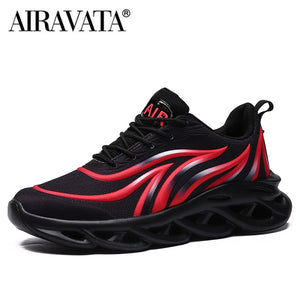 Men Flame Printed Sneakers Flying Weave Sports Shoes Comfortable Running Shoes Outdoor Men Athletic Shoes | TageUnlimited