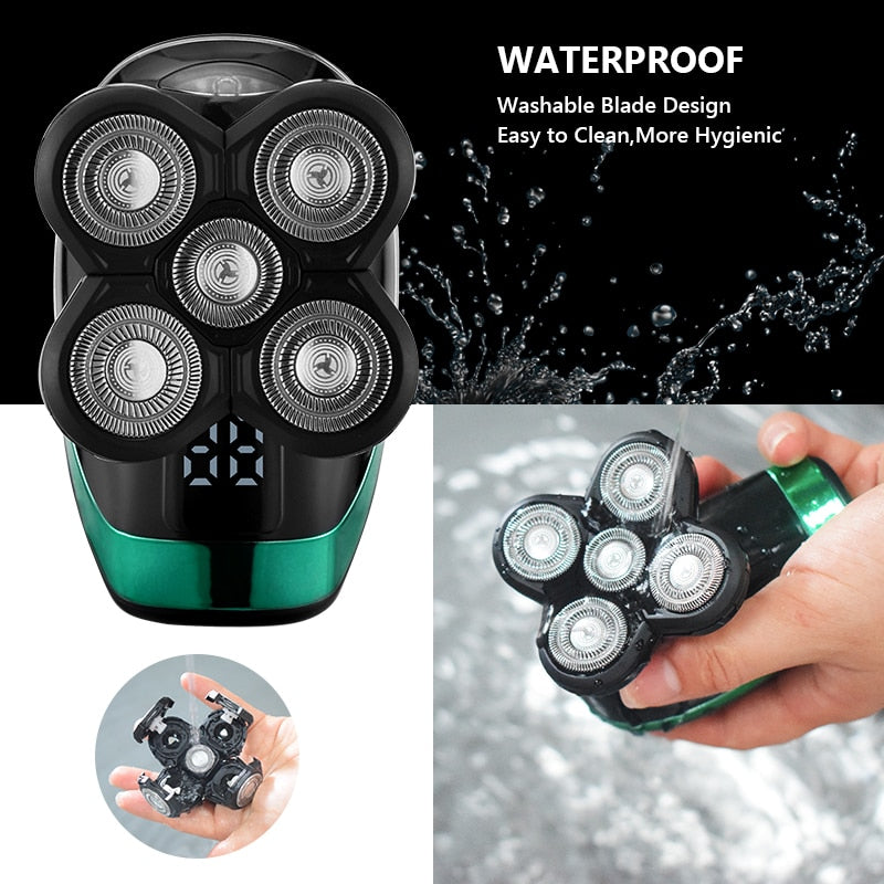 5 IN 1 Electric Razor Electric Shaver Rechargeable Shaving Machine for Men Beard Razor Wet-Dry Dual Use Waterproof Fast Charging | TageUnlimited