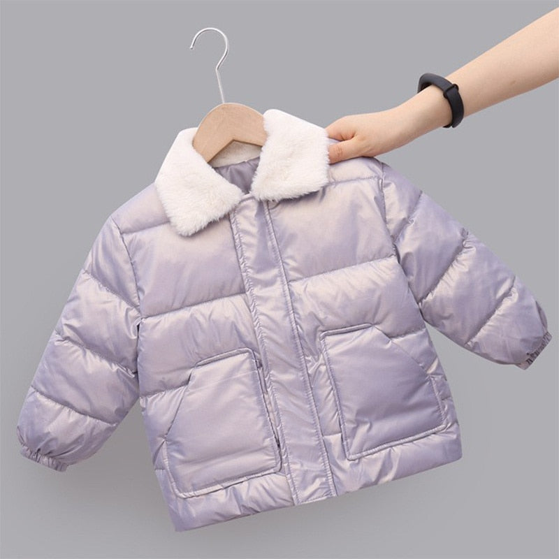Winter Children Warm Cotton Jackets Rabbit Fur Collar Coats Baby Short Quilted Jacket Kids Clothes Girl Boy Outerwear | TageUnlimited
