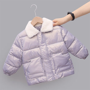 Winter Children Warm Cotton Jackets Rabbit Fur Collar Coats Baby Short Quilted Jacket Kids Clothes Girl Boy Outerwear | TageUnlimited