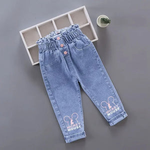 Kids Girl Jeans Floral Cartoon Long Pants Spring Autumn Graffiti Painting Print Casual Trousers with Hole Children Denim Pants | Boy's Bottoms, Girl's Bottoms, Kid's Jeans | TageUnlimited