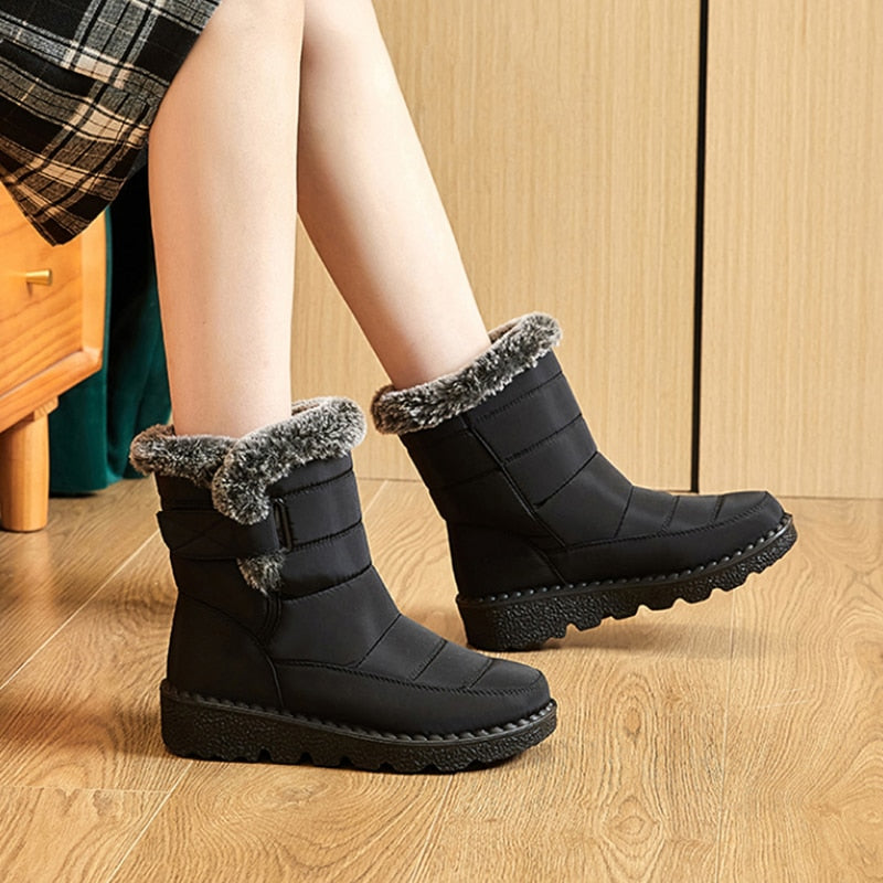Waterproof Winter Boots for Women  New Faux Fur Long Plush Snow Boots Woman Platform Ankle Boots Warm Cotton Couples Shoes | TageUnlimited