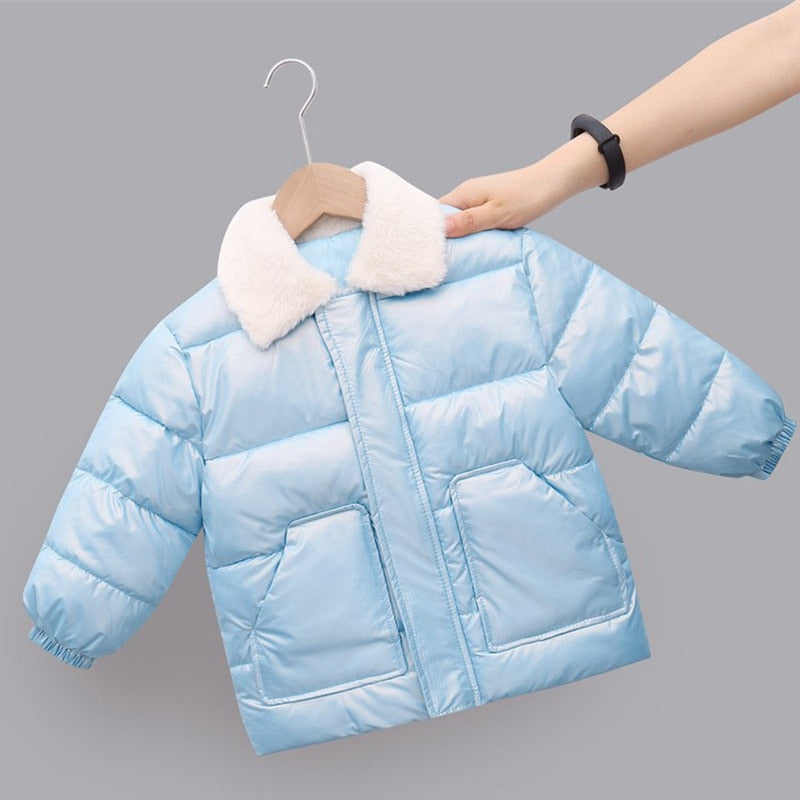 Winter Children Warm Cotton Jackets Rabbit Fur Collar Coats Baby Short Quilted Jacket Kids Clothes Girl Boy Outerwear | TageUnlimited