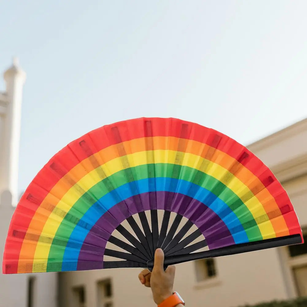 Rainbow Folding Fan Easy Open LGBT Rainbow Fan Folding Hand Gay Fan Cooling Hand Fan for Festivals Dance Parties Hand Fan | LGBTQ+ Gifts | TageUnlimited