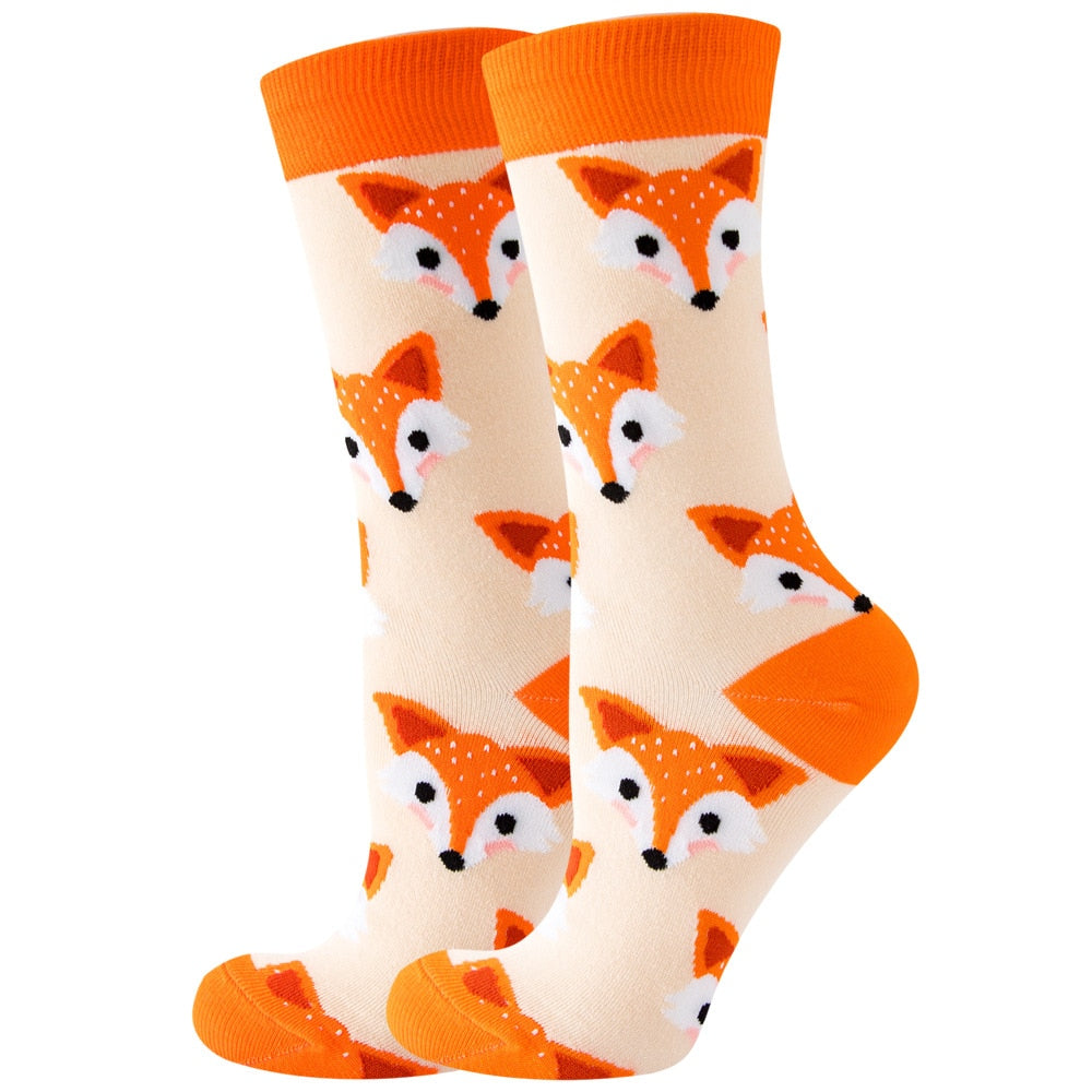 Fashion Colorful Autumn Winter Stocking  Women Socks  Plant Hedgehog Slothsi Cotton Socks Personality Straight Trendy Socks | TageUnlimited