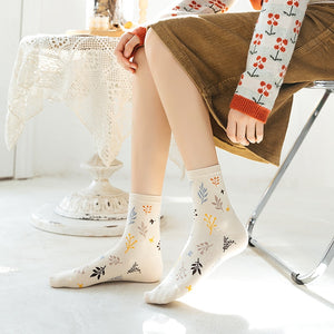 Woman Socks Japanese Style Print Girls Sweet Long Socks Korean Fashion Cotton Soft Harajuku Retro Vintage Streetwear Crew Socks | TageUnlimited