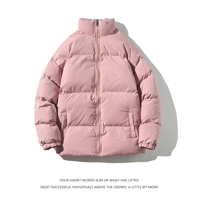 Streetwear  Warm Men Winter Coat Solid Color Casual Parka Stand Collar Fashion Oversize Women&#39;s Winter Jacket | TageUnlimited