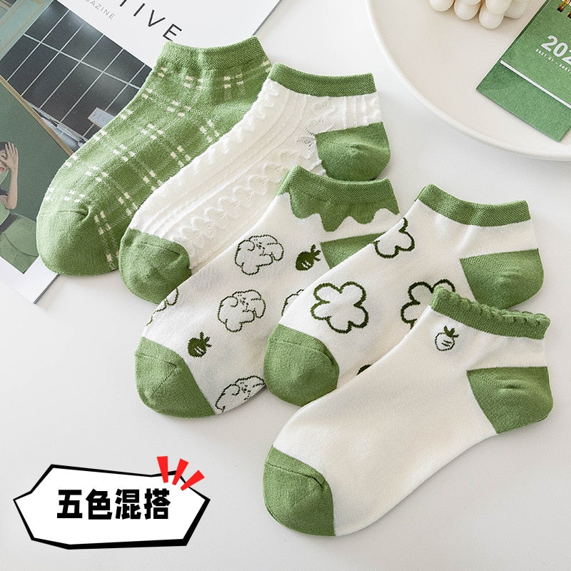 5 Pairs Of Women Socks Cartoon Cotton Socks. | TageUnlimited