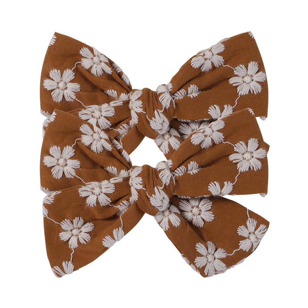 2Pcs/Set Sweet Flower Print Bowknot Hair Clips for Cute Baby Girls Cotton Bows Hairpins Barrettes Headwear Kids Hair Accessories | TageUnlimited