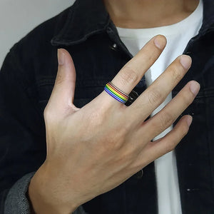 Rainbow LGBT Colorful Rings Gay Pride Homosexual Same Sex Fashion Jewelry Stainless Steel Finger Ring for Men and Women | LGBTQ+ Gifts | TageUnlimited