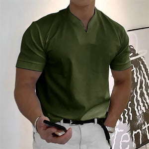 Men's Short-Sleeved Cotton Casual Men's T-shirt V-neck Shirt Male Breathable Polo Shirts S-5XL | TageUnlimited