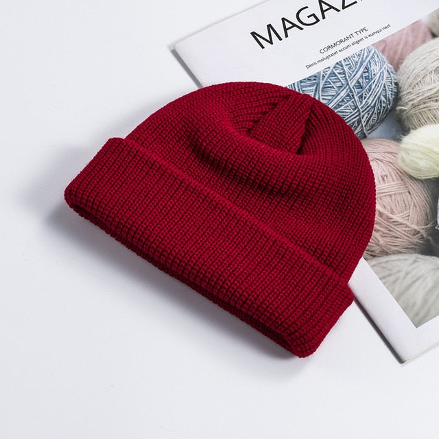 Fashion Hip Hop Beanie Knitted Hat Men Skullcap Women Winter Warm Brimless Baggy Melon Cap Cuff Docker Fisherman Beanies Hats | TageUnlimited