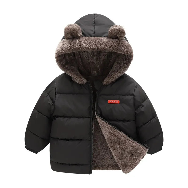 Baby Hooded Cotton Outerwear New Children's Thick Fleece Coat Cashmere Padded Jackets Boys Girls Warm Coats 1-5Y