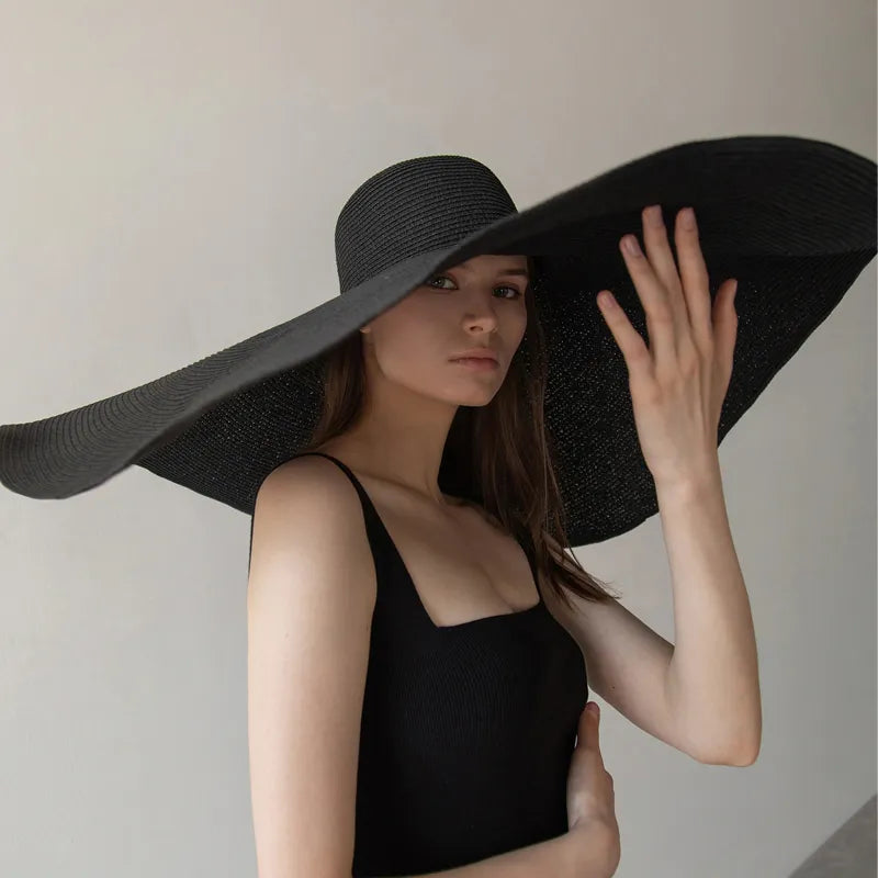 70cm Oversized  Wide Brim Sun Hat Travel  Large UV Protection Beach Straw Hats Women's Summer Floppy Foldable Chapeaux Wholesale | TageUnlimited