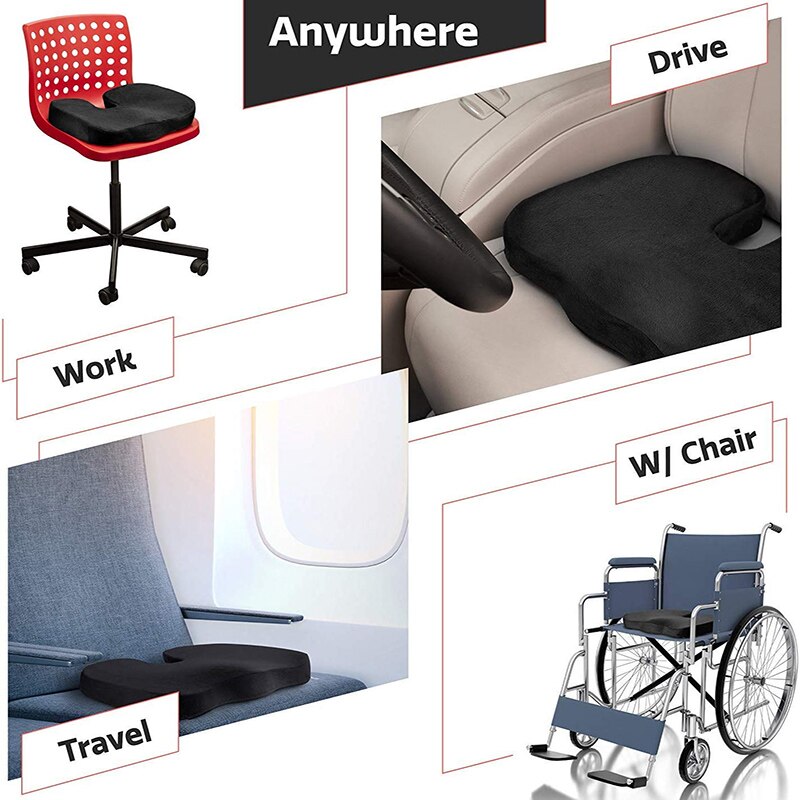 Coccyx Orthopedic Memory Foam Cushion Seat Massage Chair Gel Cushion Pad Car U-Shape Seat Cushion Travel Breathable Seat Cushion | TageUnlimited