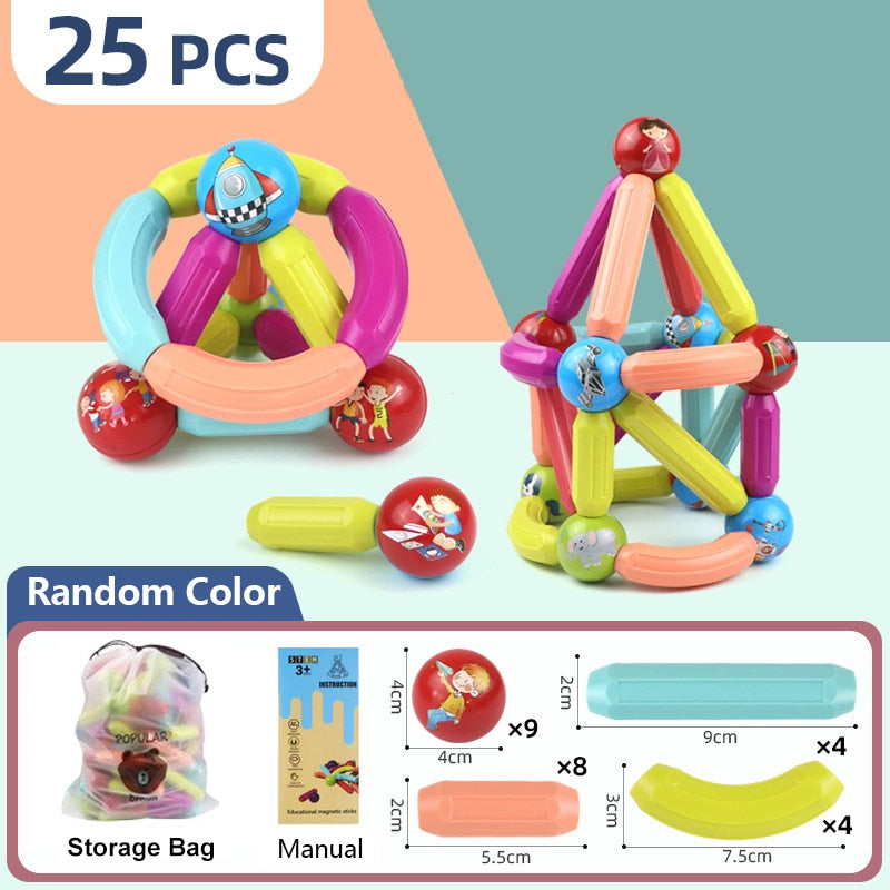Magic Magnetic Building Blocks Toy Magnetic Construction Set Magnet Ball Sticks Rod Games Montessori Educational Toys For Kids | TageUnlimited