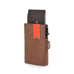 Pop-Up Credit Card Case with RFID Protection Genuine Leather  Wallet with Compartment for Notes and Coins for Men and Women | TageUnlimited