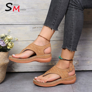 Summer Oxford Women Sandals Flats Slippers Pu Leather Flip Flops Belt Buckle Female Shoes New Rome Fashion Women Slides | TageUnlimited