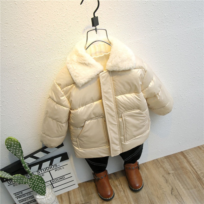 Winter Children Warm Cotton Jackets Rabbit Fur Collar Coats Baby Short Quilted Jacket Kids Clothes Girl Boy Outerwear | TageUnlimited