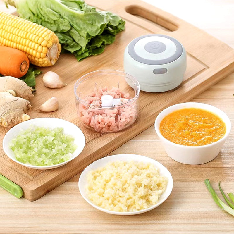Mini Electric Garlic Grinder Chili Vegetable Chopper 100/250ML Wireless Portable Mixer Machine Crusher Kitchen Blender | TageUnlimited