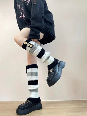 Gothic Women Striped Leg Warmers Lolita Long Socks Knitted Leggings Japanese Sweets Winter Socks Kawaii Arm Ankle Warmers | TageUnlimited