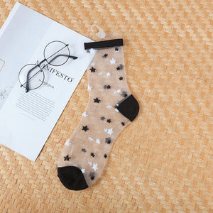 Sexy Lace Women Socks Summer Ultra-thin Transparent Mesh Fishnet Short Socks Harajuku Casual Breathable Black White Crew Socks | TageUnlimited