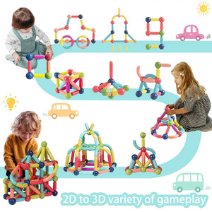 Magic Magnetic Building Blocks Toy Magnetic Construction Set Magnet Ball Sticks Rod Games Montessori Educational Toys For Kids | TageUnlimited