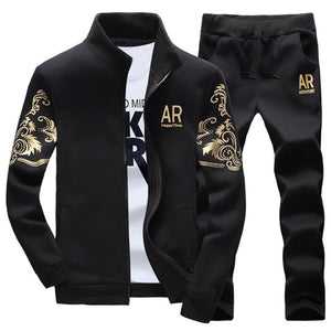 New Men's Tracksuit Fleece Jacket and Sweatpants 2 Piece Set Spring Autumn Sports Suit Long Sleeve Sets Men Sweatsuit Warm | TageUnlimited