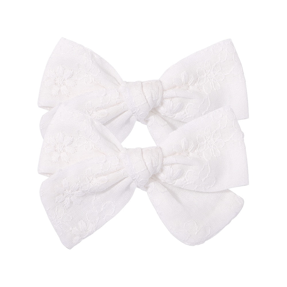 2Pcs/Set Sweet Flower Print Bowknot Hair Clips for Cute Baby Girls Cotton Bows Hairpins Barrettes Headwear Kids Hair Accessories | TageUnlimited
