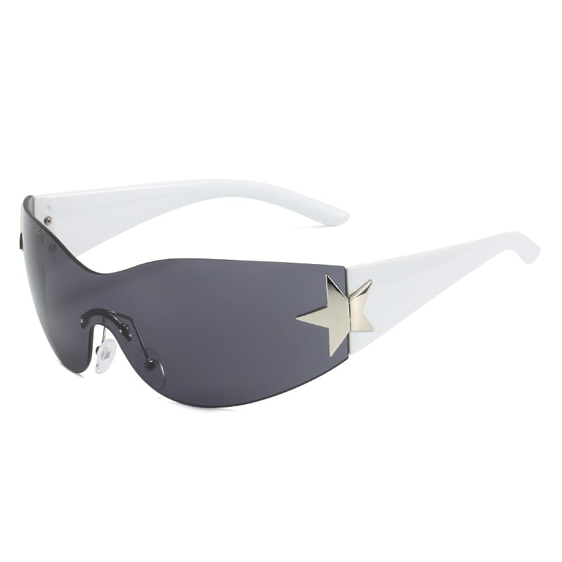 Luxury Punk Sports Sunglasses Women Brand Designer Y2K One Piece Sun Glasses Men Goggle Shades UV400 Five Star Fashion Eyewear | TageUnlimited