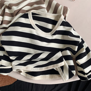 Spring Autumn New Children Casual T Shirt Loose Kids Striped T Shirts Cotton Tee Boys Girls Long Sleeve Tops Baby Clothes | TageUnlimited