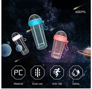 420/600ML Double Drinking Cup Double Straw Couple Water Mug Dual Purpose Portable Large Kettle Student Outdoor Water Bottle. | Drinkware | TageUnlimited