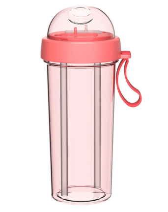 420/600ML Double Drinking Cup Double Straw Couple Water Mug Dual Purpose Portable Large Kettle Student Outdoor Water Bottle. | Drinkware | TageUnlimited
