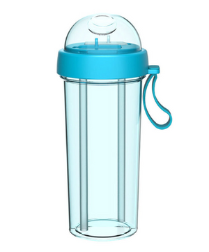 420/600ML Double Drinking Cup Double Straw Couple Water Mug Dual Purpose Portable Large Kettle Student Outdoor Water Bottle. | Drinkware | TageUnlimited