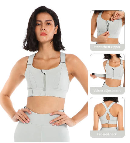 High-strength Sports Bra Women's Shockproof Running Big Chest Small Front Zipper Fitness Yoga Clothing Vest. | Apparel | High Impact Zip Front Sports Bra | TageUnlimited