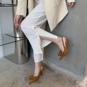 Women Shoes Summer New Butterfly Knot Women Slingbacks Heels Shoes Sexy Dress Thin Heel Pointed Toe Ladies High Heels Women