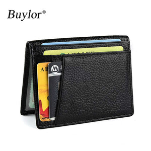 Buylor Men Wallet Soft Super Slim Wallet Genuine Leather Mini Credit Card Holders Wallet Thin Card Purse Small Bags for Women | TageUnlimited