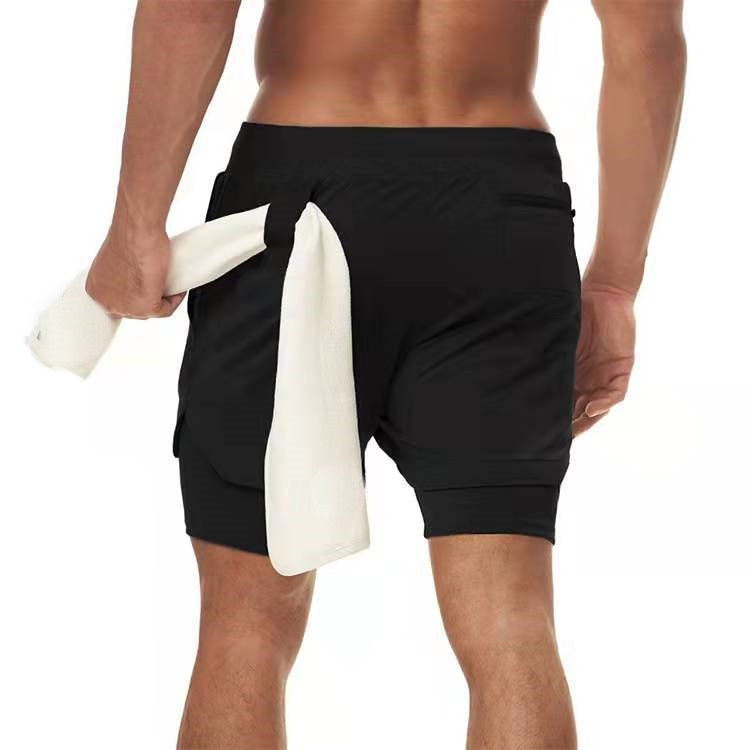 Outdoor Camo Running Shorts 2 In 1 Double-Deck Quick Dry Fitnes Jogging Workout Men Sports Short Pants Easy To Carry Sweat Towel | TageUnlimited