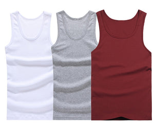 Hot Sale 3pcs / 100% Cotton Mens Sleeveless Tank Top Solid Muscle Vest Undershirts O-neck Gymclothing Tees Whorl Tops | TageUnlimited