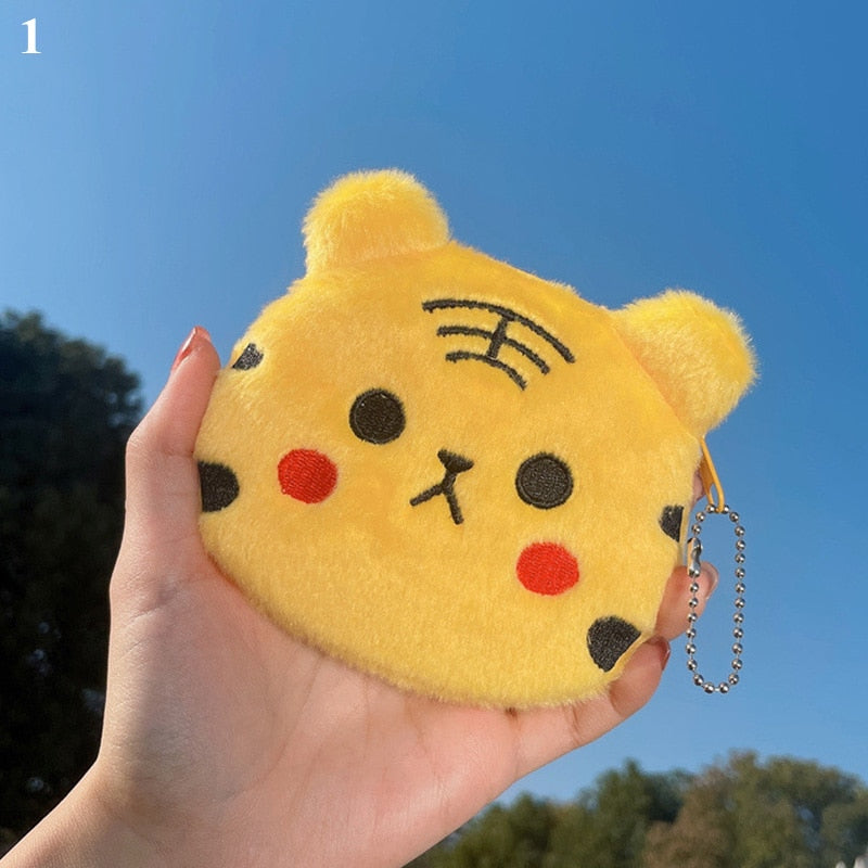 Women's Cartoon Coin Purse Three-dimensional Plush Zipper Headphone Bag Wallet Key Chain. | TageUnlimited