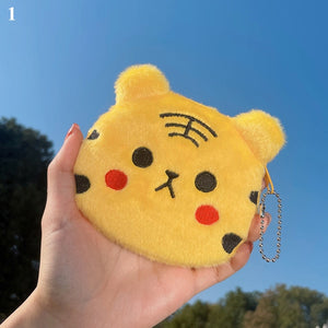 Women's Cartoon Coin Purse Three-dimensional Plush Zipper Headphone Bag Wallet Key Chain. | TageUnlimited